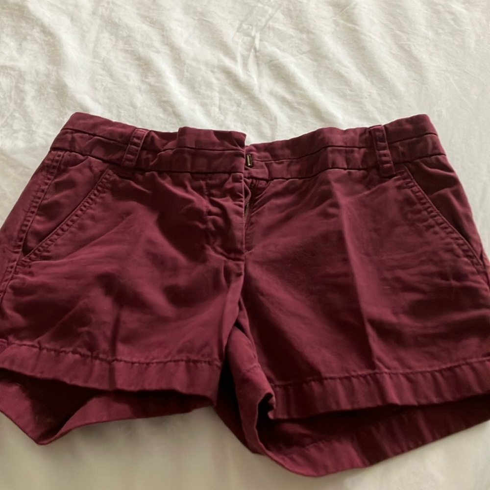 J Crew chino 4” shorts burgundy/wine color size 00
